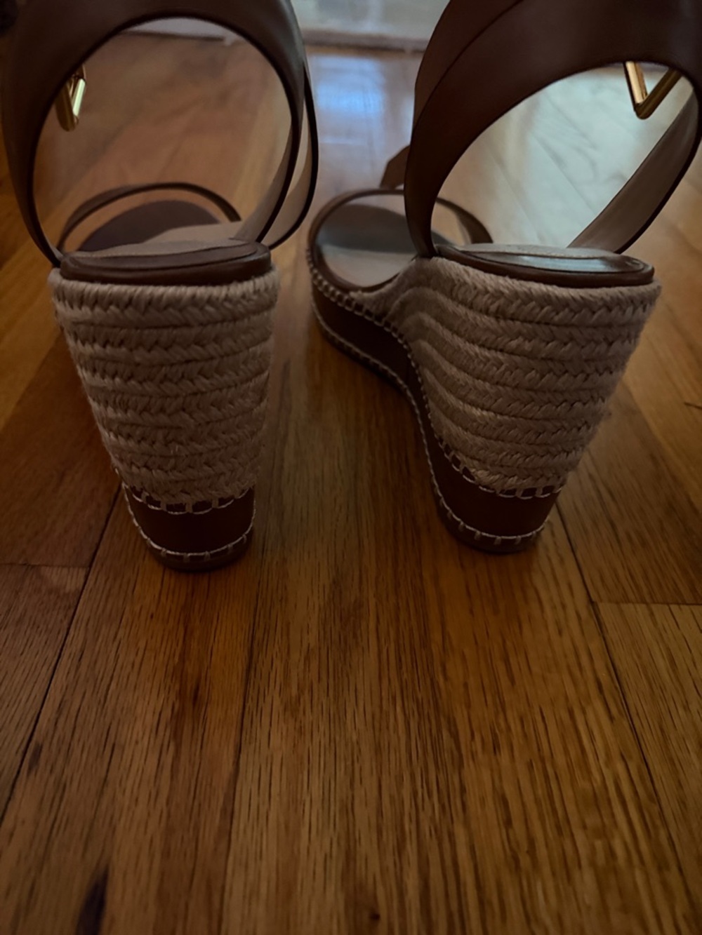 Ralph Lauren Hilarie Brown Leather Ankle Strap Sandals - Picture 4 of 7